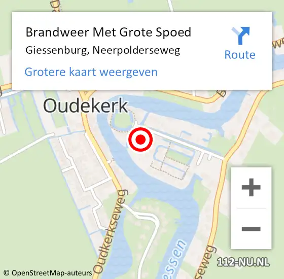 Locatie op kaart van de 112 melding: Brandweer Met Grote Spoed Naar Giessenburg, Neerpolderseweg op 29 oktober 2023 19:20