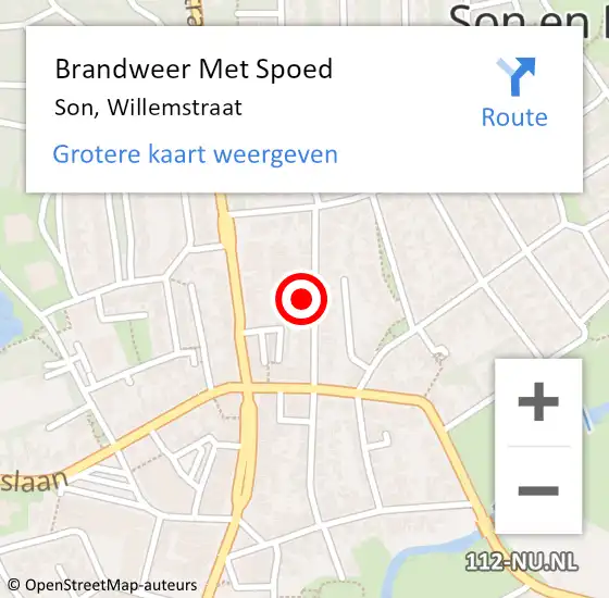 Locatie op kaart van de 112 melding: Brandweer Met Spoed Naar Son, Willemstraat op 29 oktober 2023 19:29