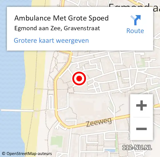 Locatie op kaart van de 112 melding: Ambulance Met Grote Spoed Naar Egmond aan Zee, Gravenstraat op 29 oktober 2023 19:30