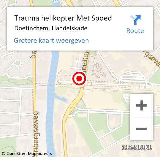 Locatie op kaart van de 112 melding: Trauma helikopter Met Spoed Naar Doetinchem, Handelskade op 29 oktober 2023 19:33