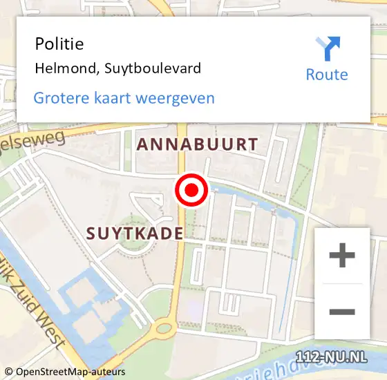 Locatie op kaart van de 112 melding: Politie Helmond, Suytboulevard op 29 oktober 2023 19:41