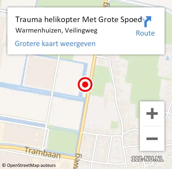 Locatie op kaart van de 112 melding: Trauma helikopter Met Grote Spoed Naar Warmenhuizen, Veilingweg op 29 oktober 2023 19:56
