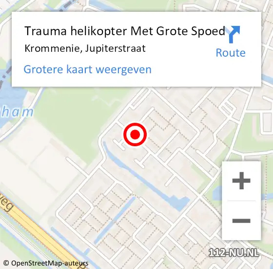 Locatie op kaart van de 112 melding: Trauma helikopter Met Grote Spoed Naar Krommenie, Jupiterstraat op 29 oktober 2023 20:07