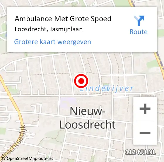 Locatie op kaart van de 112 melding: Ambulance Met Grote Spoed Naar Loosdrecht, Jasmijnlaan op 13 september 2014 09:58