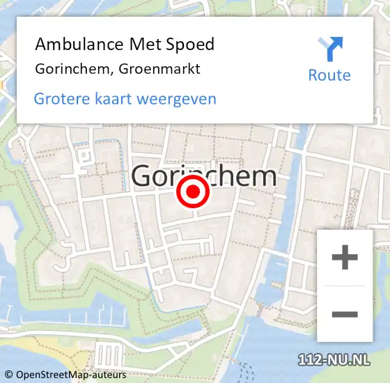 Locatie op kaart van de 112 melding: Ambulance Met Spoed Naar Gorinchem, Groenmarkt op 29 oktober 2023 20:30