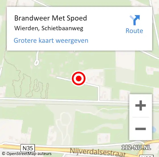 Locatie op kaart van de 112 melding: Brandweer Met Spoed Naar Wierden, Schietbaanweg op 29 oktober 2023 20:52