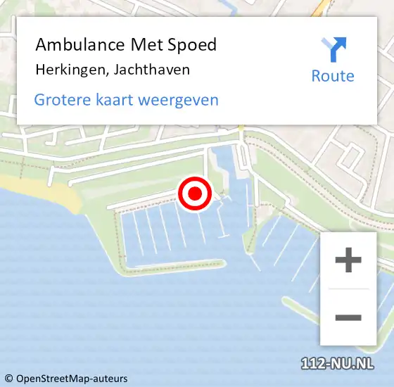 Locatie op kaart van de 112 melding: Ambulance Met Spoed Naar Herkingen, Jachthaven op 13 september 2014 10:01