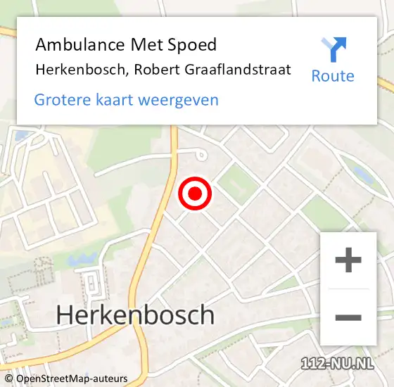 Locatie op kaart van de 112 melding: Ambulance Met Spoed Naar Herkenbosch, Robert Graaflandstraat op 29 oktober 2023 21:16