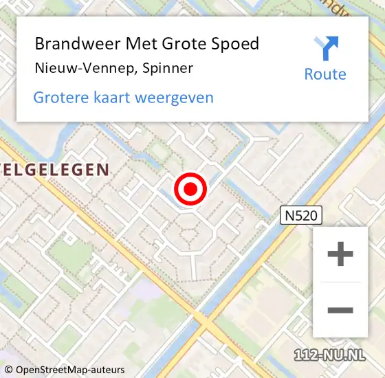Locatie op kaart van de 112 melding: Brandweer Met Grote Spoed Naar Nieuw-Vennep, Spinner op 29 oktober 2023 21:32