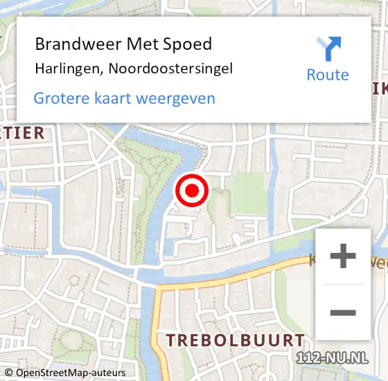 Locatie op kaart van de 112 melding: Brandweer Met Spoed Naar Harlingen, Noordoostersingel op 29 oktober 2023 21:40