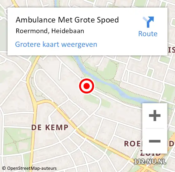 Locatie op kaart van de 112 melding: Ambulance Met Grote Spoed Naar Roermond, Heidebaan op 29 oktober 2023 21:43