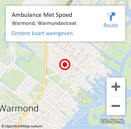 Locatie op kaart van de 112 melding: Ambulance Met Spoed Naar Warmond, Warmundastraat op 29 oktober 2023 21:53