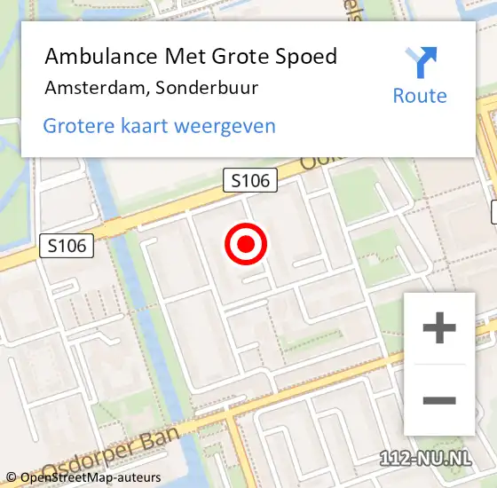 Locatie op kaart van de 112 melding: Ambulance Met Grote Spoed Naar Amsterdam, Sonderbuur op 29 oktober 2023 21:58