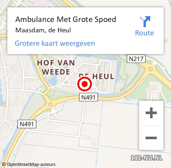 Locatie op kaart van de 112 melding: Ambulance Met Grote Spoed Naar Maasdam, de Heul op 29 oktober 2023 22:21