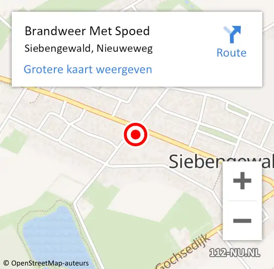 Locatie op kaart van de 112 melding: Brandweer Met Spoed Naar Siebengewald, Nieuweweg op 29 oktober 2023 22:22