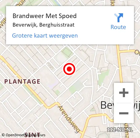 Locatie op kaart van de 112 melding: Brandweer Met Spoed Naar Beverwijk, Berghuisstraat op 29 oktober 2023 22:56