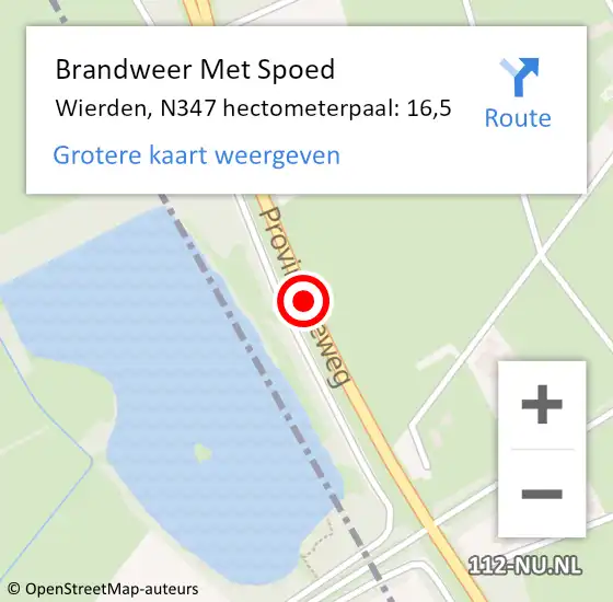 Locatie op kaart van de 112 melding: Brandweer Met Spoed Naar Wierden, N347 hectometerpaal: 16,5 op 29 oktober 2023 23:00