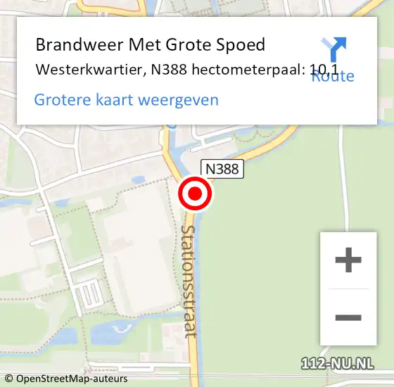 Locatie op kaart van de 112 melding: Brandweer Met Grote Spoed Naar Westerkwartier, N388 hectometerpaal: 10,1 op 29 oktober 2023 23:03