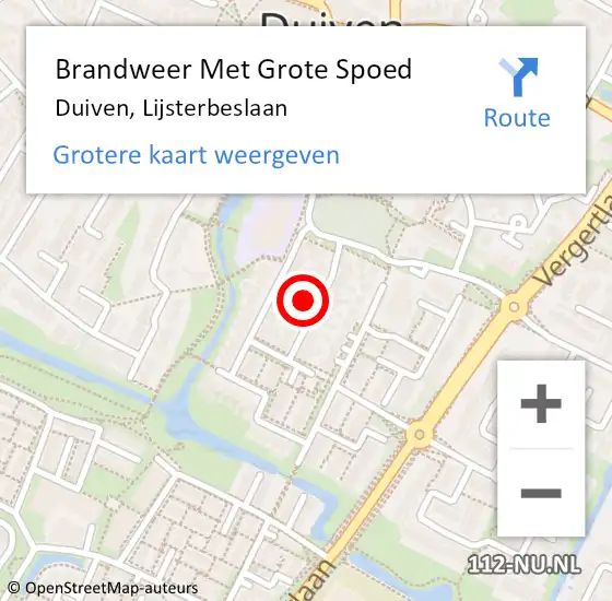 Locatie op kaart van de 112 melding: Brandweer Met Grote Spoed Naar Duiven, Lijsterbeslaan op 30 oktober 2023 00:11