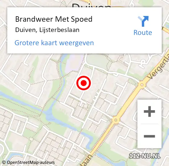 Locatie op kaart van de 112 melding: Brandweer Met Spoed Naar Duiven, Lijsterbeslaan op 30 oktober 2023 00:38