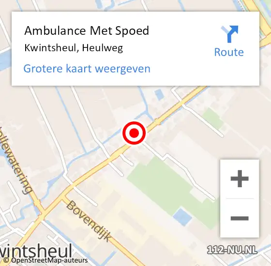 Locatie op kaart van de 112 melding: Ambulance Met Spoed Naar Kwintsheul, Heulweg op 30 oktober 2023 00:54