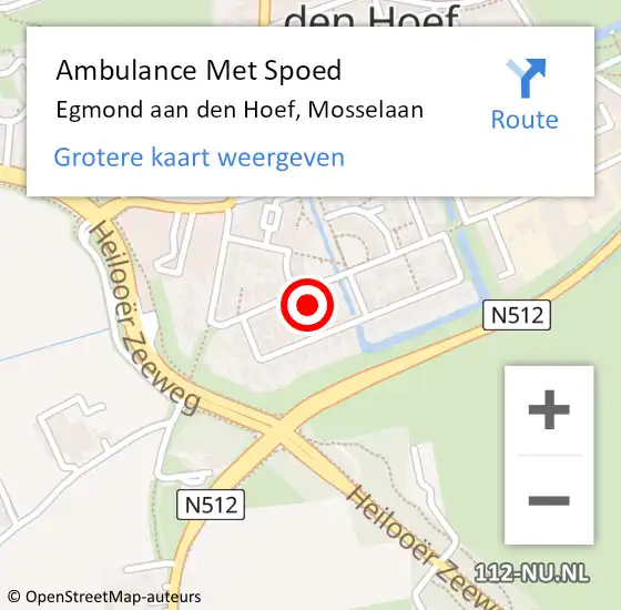 Locatie op kaart van de 112 melding: Ambulance Met Spoed Naar Egmond aan den Hoef, Mosselaan op 30 oktober 2023 01:27