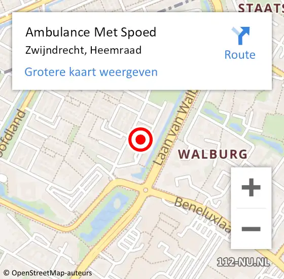 Locatie op kaart van de 112 melding: Ambulance Met Spoed Naar Zwijndrecht, Heemraad op 30 oktober 2023 01:34