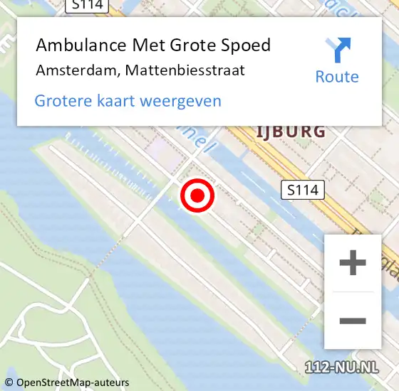 Locatie op kaart van de 112 melding: Ambulance Met Grote Spoed Naar Amsterdam, Mattenbiesstraat op 30 oktober 2023 02:04