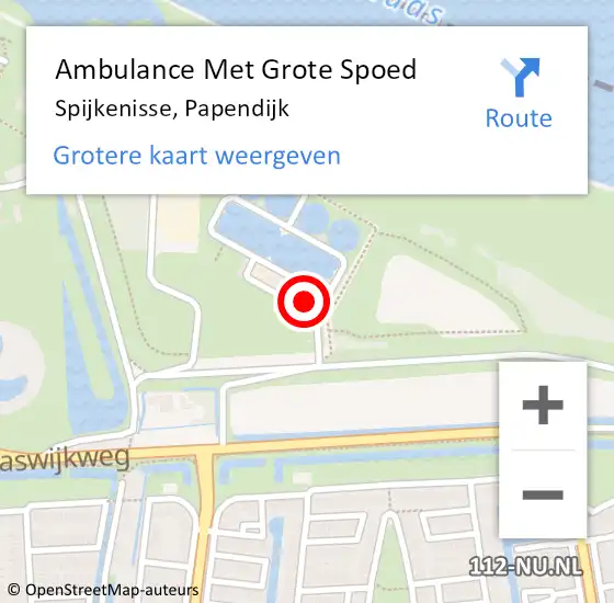 Locatie op kaart van de 112 melding: Ambulance Met Grote Spoed Naar Spijkenisse, Papendijk op 30 oktober 2023 02:41