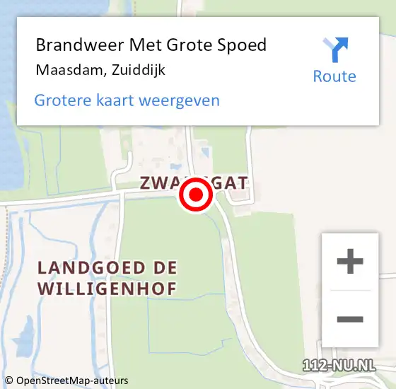 Locatie op kaart van de 112 melding: Brandweer Met Grote Spoed Naar Maasdam, Zuiddijk op 13 september 2014 10:29