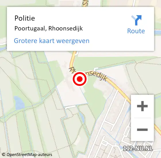 Locatie op kaart van de 112 melding: Politie Poortugaal, Rhoonsedijk op 30 oktober 2023 03:45