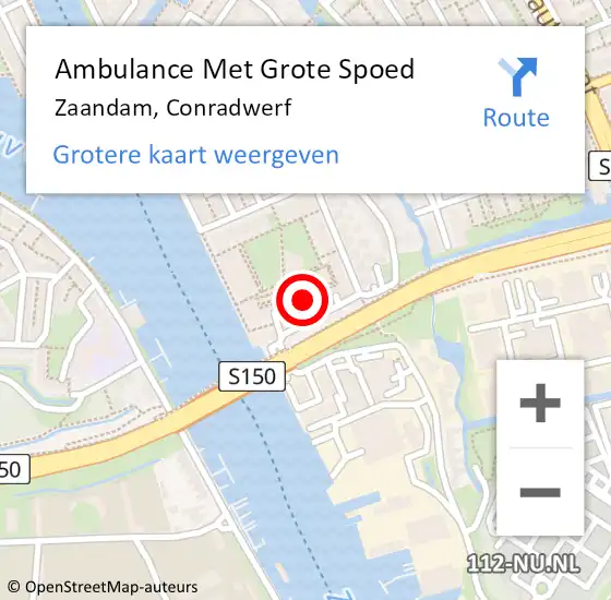 Locatie op kaart van de 112 melding: Ambulance Met Grote Spoed Naar Zaandam, Conradwerf op 30 oktober 2023 04:14