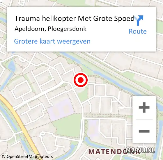 Locatie op kaart van de 112 melding: Trauma helikopter Met Grote Spoed Naar Apeldoorn, Ploegersdonk op 30 oktober 2023 04:24