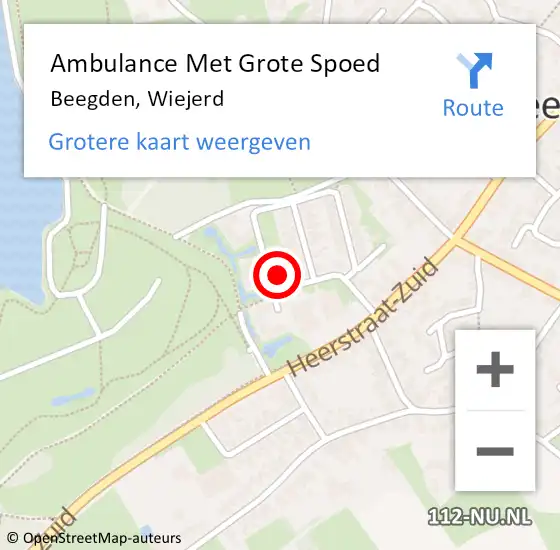 Locatie op kaart van de 112 melding: Ambulance Met Grote Spoed Naar Beegden, Wiejerd op 30 oktober 2023 05:00