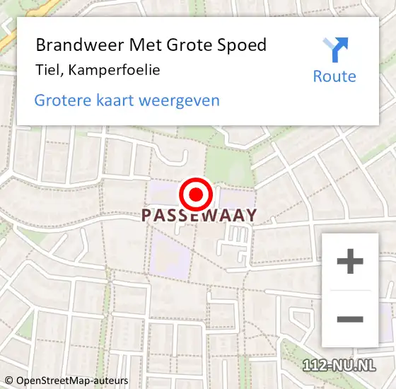 Locatie op kaart van de 112 melding: Brandweer Met Grote Spoed Naar Tiel, Kamperfoelie op 30 oktober 2023 05:04