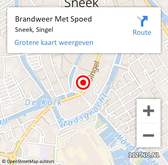 Locatie op kaart van de 112 melding: Brandweer Met Spoed Naar Sneek, Singel op 30 oktober 2023 06:21