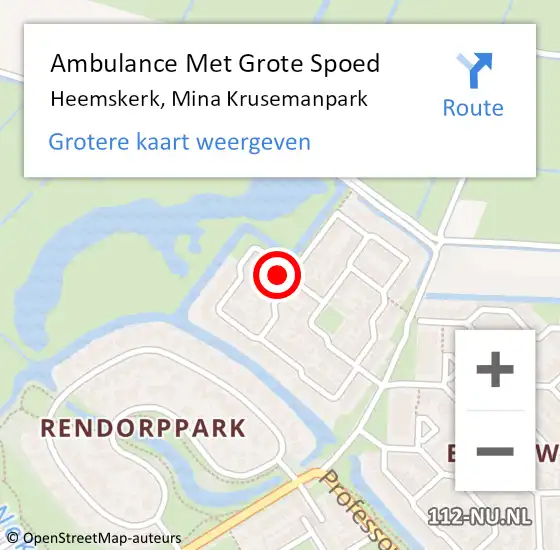 Locatie op kaart van de 112 melding: Ambulance Met Grote Spoed Naar Heemskerk, Mina Krusemanpark op 30 oktober 2023 06:38