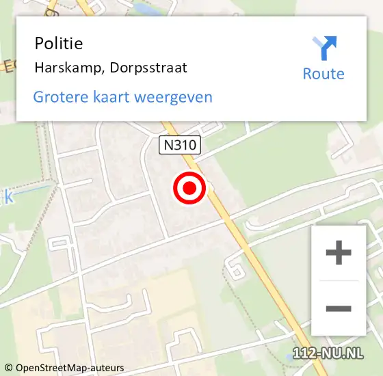 Locatie op kaart van de 112 melding: Politie Harskamp, Dorpsstraat op 30 oktober 2023 06:48