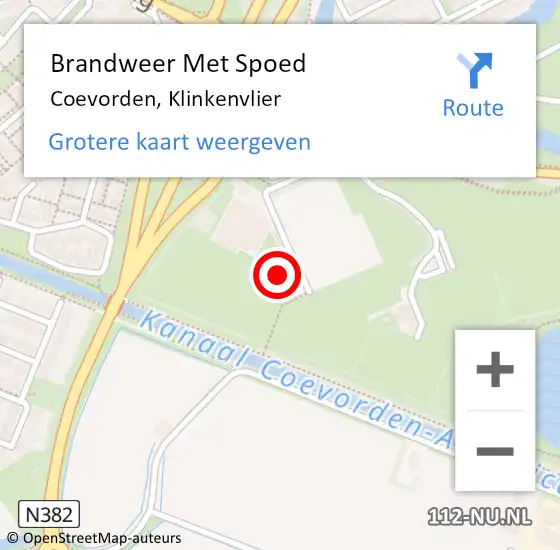 Locatie op kaart van de 112 melding: Brandweer Met Spoed Naar Coevorden, Klinkenvlier op 30 oktober 2023 07:12