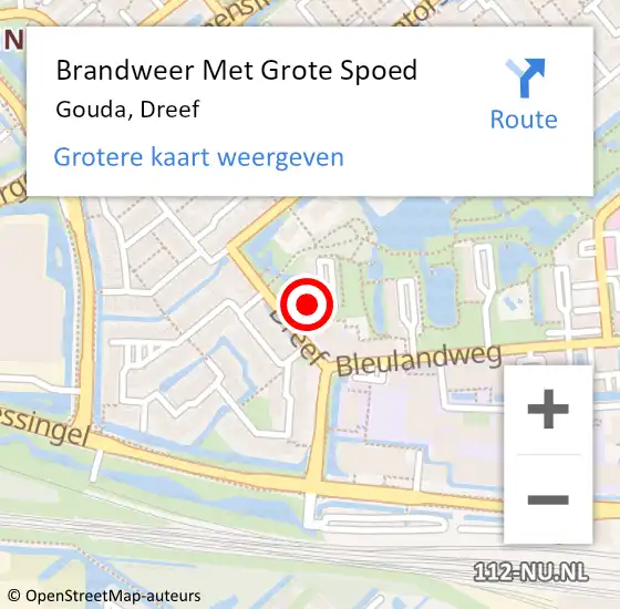 Locatie op kaart van de 112 melding: Brandweer Met Grote Spoed Naar Gouda, Dreef op 30 oktober 2023 07:20