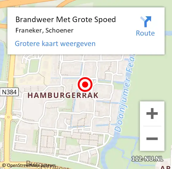 Locatie op kaart van de 112 melding: Brandweer Met Grote Spoed Naar Franeker, Schoener op 30 oktober 2023 07:26