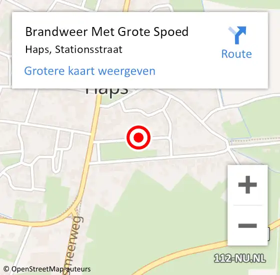 Locatie op kaart van de 112 melding: Brandweer Met Grote Spoed Naar Haps, Stationsstraat op 30 oktober 2023 07:52