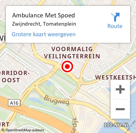 Locatie op kaart van de 112 melding: Ambulance Met Spoed Naar Zwijndrecht, Tomatenplein op 30 oktober 2023 07:53