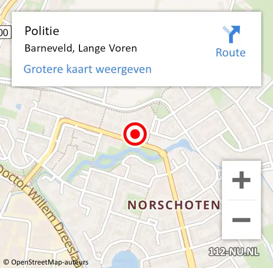Locatie op kaart van de 112 melding: Politie Barneveld, Lange Voren op 30 oktober 2023 08:26