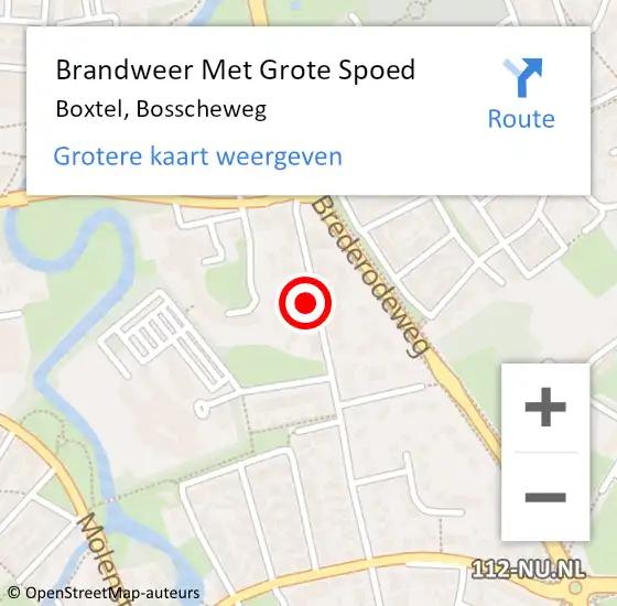 Locatie op kaart van de 112 melding: Brandweer Met Grote Spoed Naar Boxtel, Bosscheweg op 30 oktober 2023 08:28
