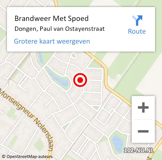 Locatie op kaart van de 112 melding: Brandweer Met Spoed Naar Dongen, Paul van Ostayenstraat op 30 oktober 2023 08:36