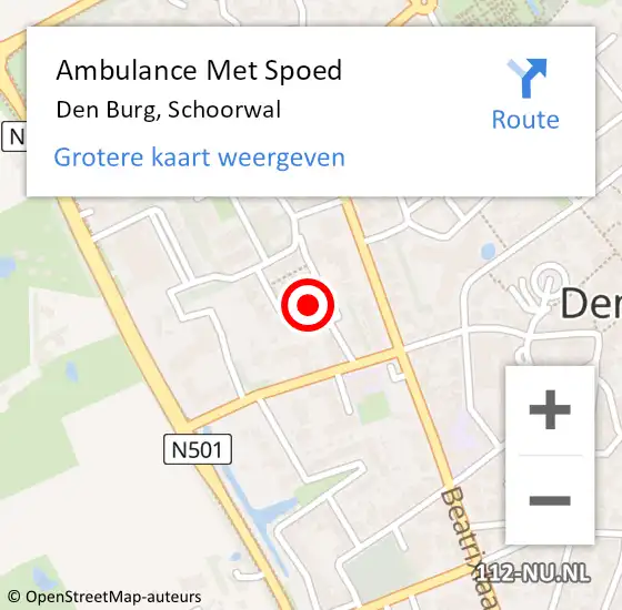 Locatie op kaart van de 112 melding: Ambulance Met Spoed Naar Den Burg, Schoorwal op 30 oktober 2023 09:00