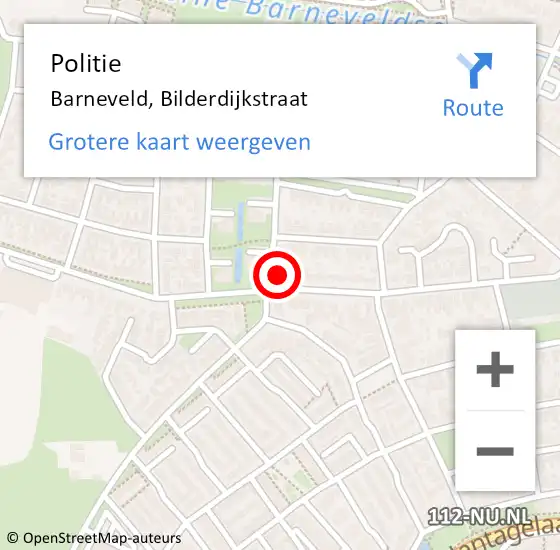 Locatie op kaart van de 112 melding: Politie Barneveld, Bilderdijkstraat op 30 oktober 2023 09:00