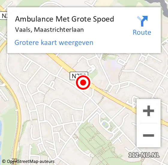 Locatie op kaart van de 112 melding: Ambulance Met Grote Spoed Naar Vaals, Maastrichterlaan op 13 september 2014 10:54