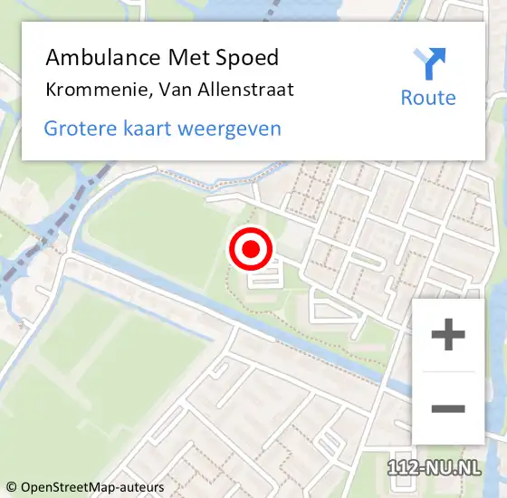 Locatie op kaart van de 112 melding: Ambulance Met Spoed Naar Krommenie, Van Allenstraat op 30 oktober 2023 09:03